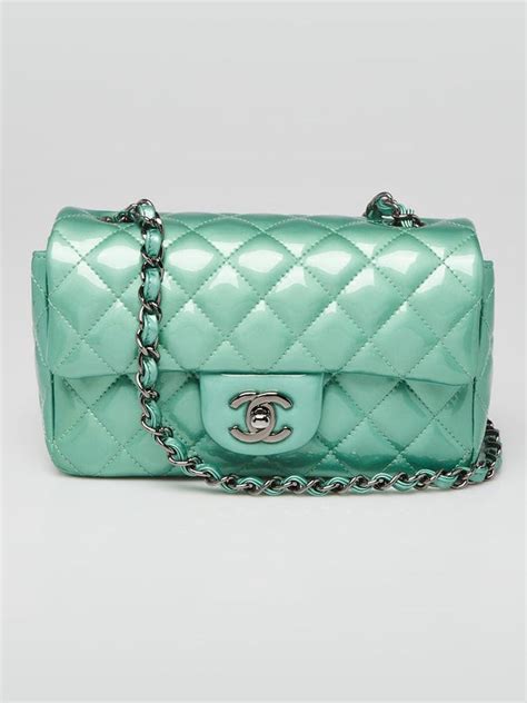 chanel green quilted patent leather classic new mini flap bag|chanel flap bag history.